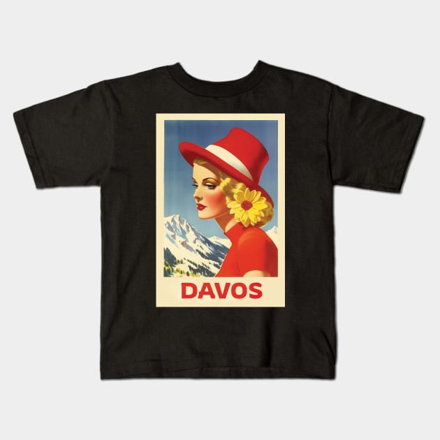 Davos, Switzerland, Poster Kids T-Shirt by BokeeLee